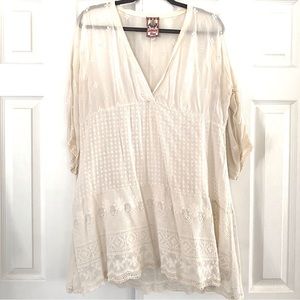 Johnny Was White tunic, dress, or cover up eyelets and embroidered